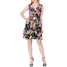 Tahari Arthur S Levine Plus Chiffon Floral Faux Wrap Dress 138 Liked On Polyvore Featuring Dresses Blac Wrap Dress Floral Floral Chiffon Faux Wrap Dress
