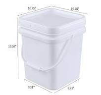 Teyyvn 5 Gallon Plastic Square Bucket with Lid and Handle, 4 Pack White Square Food Bucket Pail Container