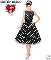 British Retro Swing Black White Polka Dot Dress Vintage 50s Rockabilly Vintage Polka Dot Dress Vintage Dresses White Polka Dot Dress