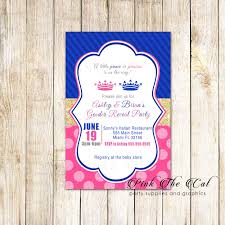 30 Invitations Baby Shower Gender Reveal Prince Princess Pink The Cat