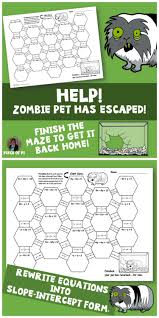 Convert Equations From Standard Form Into Slope Intercept Form Maze Activity Zombie Pet Them Slope Intercept Form Middle School Math Resources Slope Intercept