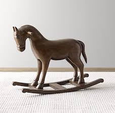 Vintage Wood Carousel Horse Natural