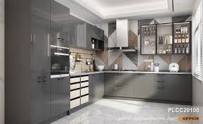 Hand polished on all 6 sides, no banding. Gray Modern Kitchen Cabinets Oppein