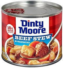 Beef broth, beef, potatoes, carrots, tomatoes (water, tomato paste), contains 2% or less of beef fat, corn flour, textured vegetable protein (soy flour, caramel color), salt. Dinty Moore Beef Stew 20 Oz Pack Of 12 Amazon Ca Grocery Gourmet Food