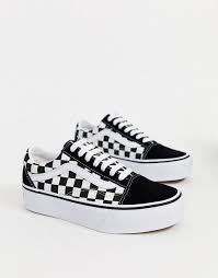 Black And White Platform Sneakers Vans Old Skool Platform Sneakers In Checkerboard Black In 2020 Vans Old Skool Vans Shoes Women Platform Vans
