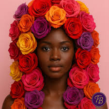 I'm a happy girl with my bouquet of black roses