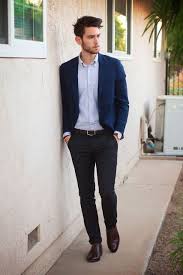 With Shirt Navy Blue Jacket And Brown Shoes Business Casual Attire For Men Mens Business Casual Outfits Business Casual Men