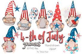 Each gnome is 4 inches wide and. 4th Of July Gnomes Clipart By Tanya Kart Thehungryjpeg Com
