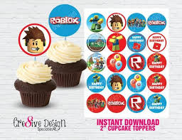 Roblox Cupcake Toppers Roblox Birthday Roblox Party Roblox Roblox Cake Roblox Celebration Digital File Instant Download Thank You Card Design Roblox Cake Cupcake Toppers
