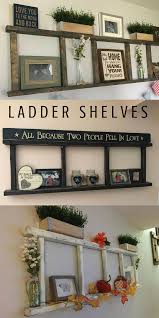 Ladder Shelves So Perfect For Farmhouse Rustic Primitive Style Home Decoratin In 2020 Handmade Home Handmade Wall Decor Handmade Home Decor