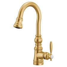Rated 4 out of 5 stars. Moen One Handle Pulldown Bar Faucet Brushed Gold S53004bg Overstock 31628703