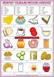 Breakfast Esl Vocabulary Matching Exercise Worksheet English For Beginners Esl Vocabulary English Worksheets For Kids