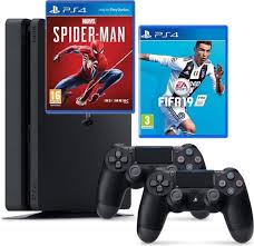 Bol Com Sony Playstation 4 Slim 1tb Incl Spider Man Fifa 19 2 Controllers
