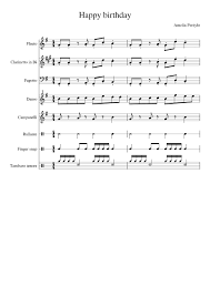 Jazzy version of famous happy birthday. Happy Birthday Sheet Music For Flute Clarinet In B Flat Bassoon Snare Drum More Instruments Mixed Ensemble Musescore Com