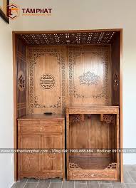 Không gian thờ tự kết hợp 3 bàn thờ mẫu BT-1031