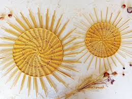 Large Golden Sun Decor Golg Sun Wall Hanging Boho Wall Etsy Sun Wall Decor Baskets On Wall Wall Hanging