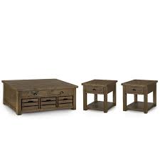 Solid wood coffee table with chairs & storage. 3 Piece Coffee Table And End Table Set In Rustic Warm Nutmeg Walmart Com Walmart Com