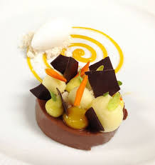 Chocolate Passion Fruit Ganache Coconut Sorbet Mango Gel Passion Fruit Cremeux Mango Foam Baking And Pastry Food Desserts