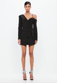 Peace Love Black One Shoulder Tuxedo Mini Dress Missguided Women Dress Online Dresses Womens Dresses