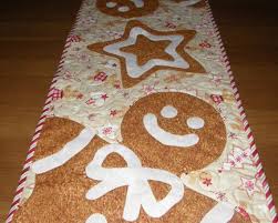 Christmas Gingerbread Man Quilted Table Runner By Hollyshutch Table Topper Patterns Gingerbread Quilt Chrismas Crafts