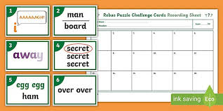 Acrostic puzzles are word games in which the solutions to different clues reveal a coded message. English Word Puzzles With Answers Rebus Cards For Primary