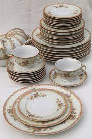 Wdswbeh complete dinnerware sets, tableware set service for 8 people, plate and bowl set, parrot theme series bone china dishes set, gift set, family party service, dinner plate, salad bowl,green. Vintage Hand Painted Made In Japan Esco Fine China Dinnerware Service For 8 Fine China Dinnerware Antique China Dishes Fine China