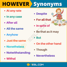 We did not find results for: Another Word For However 90 Synonyms For However In English 7esl