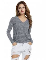 Mujer Casual Con Cuello En V Sueter Manga Larga Fina Llano Suelta Ajuste Sueter Mujer Ropa De Chicas