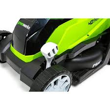These impellers push the air downwards creating a cushion that lifts the mower above the ground. Greenworks Cordless Push Lawn Mower 40 Volt 14 In 1 Lithium Ion Battery 2527402ca Rona