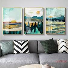 Nordic Decoration Blue Forest Landscape Wall Art Canvas Painting Poster Print Wall Pictures For Living Room Bedroom Home Decor In 2020 Sunset Wall Art Canvas Painting Landscape Landscape Wall Decor
