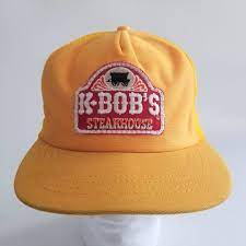 K Bobs Steakhouse Vintage Snapback Trucker Hat Ball Cap Yellow Etsy Yellow Logo Hats Vintage Hats