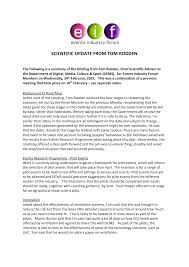 SCIENTIFIC UPDATE FROM TOM RODDEN