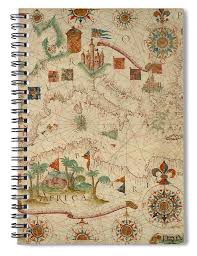 Antique Maps Old Cartographic Maps Antique Map Of The Nautical Chart Of Mediterranean Area Spiral Notebook