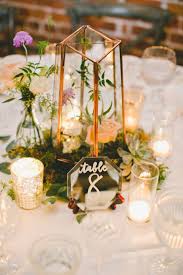 Gold Terrarium Centerpiece With Mirror Table Numbers Geometric Romantic Modern Terrarium Wedding Lantern Centerpiece Wedding Romantic Wedding Centerpieces