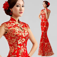 Chinese Cheongsam Evening Prom Party Wedding Mermaid Dress Ball Gown Embroidery Ball Dresses Red Wedding Dresses Long Wedding Dresses