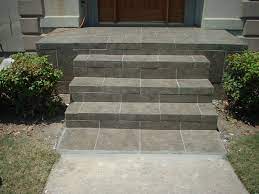 Exterior Posh Gray Step Ladder Concrete Porch With Blue Entrance Door As Inspiring Rustic Home Facade Lands Front Door Steps Concrete Front Steps Front Stairs