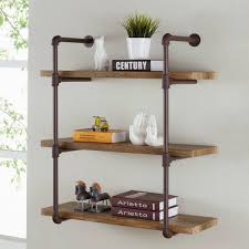 Shop for marble wall shelves online at target. Danya B Urbanne Industrial Aged 3 Tiered Wood Print Mdf And Metal Pipe Floating Wall Shelf Gh073 The Home Depot