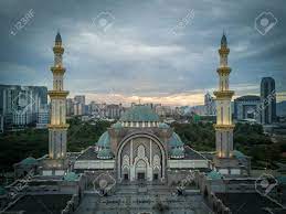 The crescent moon and star are the symbols of islam, the official religion of. Aerial Photo The Federal Territory Mosque At Kuala Lumpur Stock Photo Picture And Royalty Free Image Image 85485730