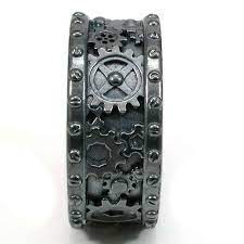 Steampunk Black Ring Mens Silver Rings Gear Ring Steampunk Rings