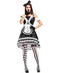 Black Alice In Wonderland Costume Black And White Alice In Wonderland Clock Printed Halloween Costume Fancy Dress Ball Halloween Costumes Halloween Prints