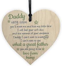 Amazon Com Xld Store Wooden Heart From Bump Gifts Dad Daddy To Be Father Baby Son Daughter Card Home Kitchen