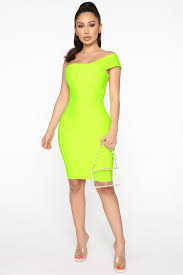 All The Right Places Bandage Mini Dress Neon Green In 2020 Mini Dress Party Dress Classy Green Cocktail Dress