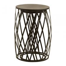 Round black finish metal end table with haze finish wood top (12 in. Avantis Set Of 2 Black Metal Round Side Tables Black Clanbay