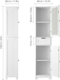 Bathroom storage cabinet glass doors. Buy Homecho Bathroom Storage Cabinet With 3 Tier Shelf Drawer Glass Door Floor Cabinet Free Standing Linen Tower Tall Slim Side Organizer Shelves Wooden Cupboard White Online In Vietnam B07tmmw51h