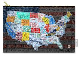 Maybe you would like to learn more about one of these? Map Of The United States In Vintage License Plates On American Flag Carry All Pouch For Sale By Design Turnpike