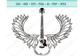 Guitar ribbon split monogram dxf svg file papercut template. Electric Guitar Svg Wings Svg Guitar Svg Dxf Png Eps 436747 Svgs Design Bundles