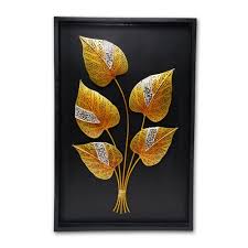 This printable wall mural makes a bold statement without the need for paint or wallpaper, perfect for apartments and dorm rooms where temporary. Handmade Golden Metal Wall Art Peepal Leaf Wooden Frame For Decoration Size 21x2x33 Inch Id 21982813791