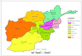 Afghanistan is located in southern asia. Geographical Spread Of 8 Regions And 34 Provinces Of Afghanistan Note Download Scientific Diagram