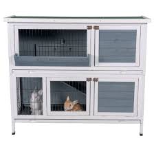 This adorable rabbit hutch has an upper and lower deck as well as space where the rabbit can keep warm. Good Life New Two Floors Wooden Rabbit Hutch Walmart Com Walmart Com