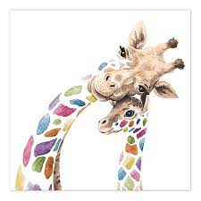 Surprising shades of vibrant red, orange, blue, and pink make this giraffe pop against the stark white background, while colorful paint splatters surround the animal to bring it all together. Colorful Giraffes 16x16 Canvas Wall Art Bed Bath Beyond